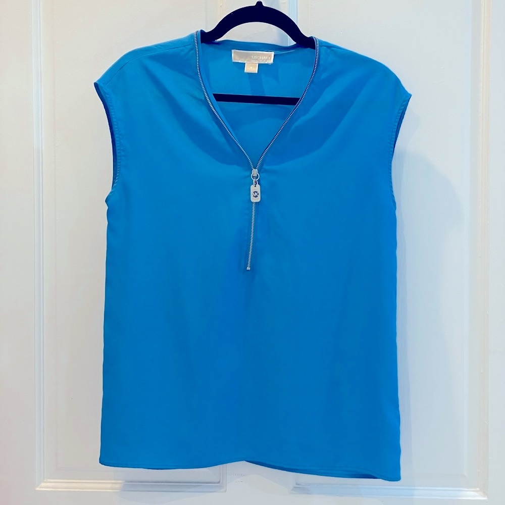 Michael Kors silk top with front zipper .